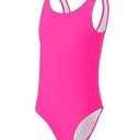 Girls Swimsuits for Girl One Piece Swimsuit Solid Color Girls' Swimwear Cute Girl Bathing Suit Quick Dry Beach Kids Hot Pink Swimsuit for Teens 14-16Y Yizuoding005