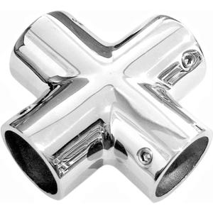 Marine 4-Way Cross Tube Pipe Connector, Heavy Dudy Stainless Steel 316 Boat Hand Rail Fitting Yacht Hand Pipe 90 Degree Elbow
