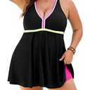 Jolefille Plus Size Tankini Swimsuits for Women 2 Piece Tummy Control Modest Bathing Suits Bikini Swim Dress with Shorts 2026, 4XL