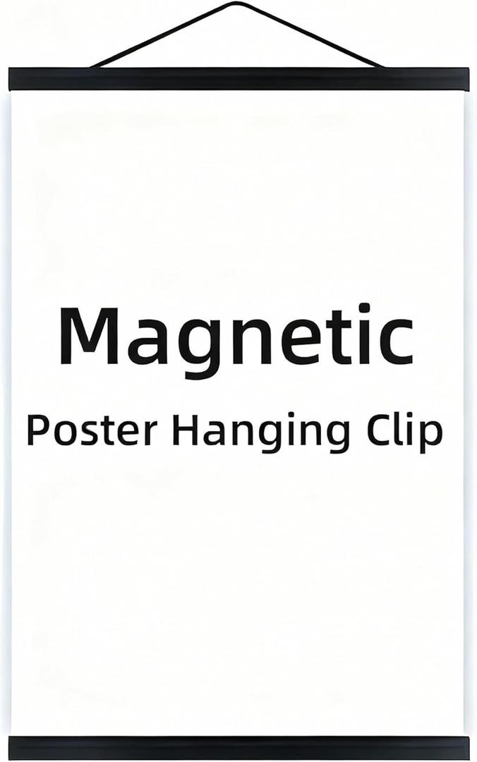 Magnetic Poster Hanger Frame for 28x22 28x40 28x29 Movie Music Posters Wall Art,Teak Wood Picture Frames for Large Canvas Diamond Map Decor, Living Room Calendar Banner Tapestry Photo Hanging Stand (Black, 28in/70cm)