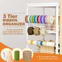 Wrapping Paper Organizer Storage with Wheels, Rolling Gift Wrap Cart with Ribbon and Gift Bag Storage, Craft Organization with 20 Roll Holders and 3 Drawers, White, 11.8"D x 25.6"W x 31.1"H