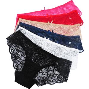 Sunm Boutique Sexy Underwear for Women, Cheeky Womens Lace Panties, Seamless Bikini for Ladies (6 Pack - Black/Blue/Red/Hot Pink/Nude/White)