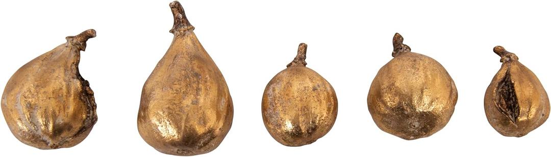 Creative Co-Op Resin Figs with Gold Finish (Set of 5 Pieces)