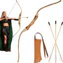 Arrowbash Wooden Bow and Arrow Set Leather Quiver, 40"