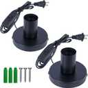 Black Polished Metal Desktop Lamp Base, Small Industrial Table Lamp Base Only, Simple E26/E27 Screw Light Socket Edison Bulb Holder Base,5.7ft Cord On/Off Switch US Plug (2 Pack)