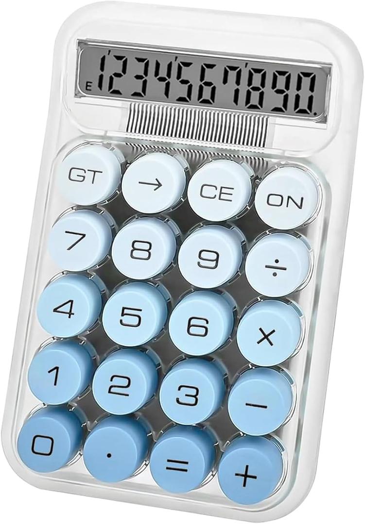 Mr. Pen- Mechanical Switch Calculator, 10 Digits, Blue Calculator, Transparent Body, Large LCD Display, Big Buttons