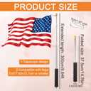 lasuroa 2pcs 9.84ft Telescopic Handheld Flagpoles with Clips, Stainless Steel Telescopic Banner Pole Portable Tour Guide Flag Pole Pointer Stick for Teacher (Black)
