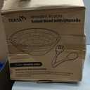 12.2" Large Salad Bowl with Serving Utensils, Acacia Wooden Salad Serving Bowl Set with 2 Wood Hands, Wooden Bowls Decorative, Large Serving Bowls for Fruits, Salad and Pasta (Acacia color)