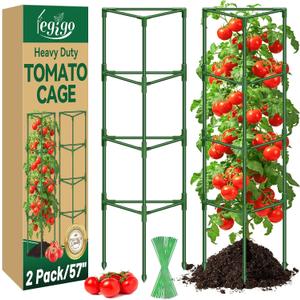 Legigo 2 Pack 57 Inch Tomato Cage for Garden, Heavy-Duty Tomato Trellis Plant Support Stakes, Adjustable Garden Trellis Plant Cage for Climbing Plants Peppers Outdoor Raised Garden Bed and Vegetables
