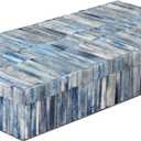 Handicrafts Home Large Decorative Storage Box 12x6 Coffee Table Organizer Box, Modern Home Dcor Accent, Keepsake Memory Box, Jewelry Storage Box, Boho Decorative Box with Lid for Shelf, Mantle Decor (IVORY-OCEAN)