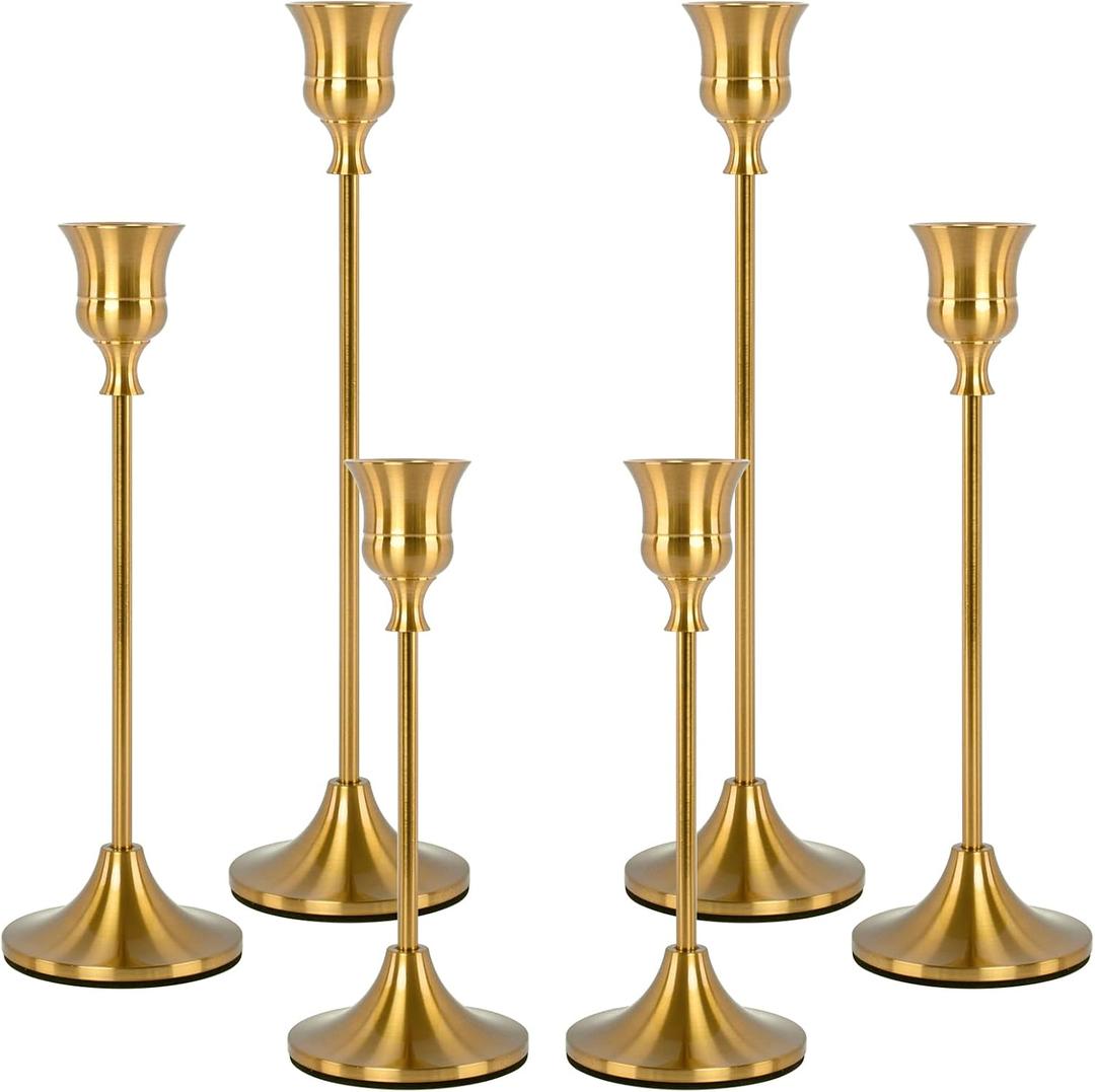 Aktor Candle Holder Brass Candlestick Holders, Vintage Gold Candle Stick Holder Tall Taper Candlestick Holders Set of 6 Fireplace Decor Candelabra Table Decor Pillar Candle Holder for Wedding Aktor Candle Holder Brass Candlestick Holders, Vintage Gold Candle Stick Holder Tall Taper Candlestick Holders Set of 6 Fireplace Decor Candelabra Table Decor Pillar Candle Holder for Wedding