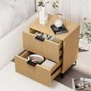 Royal Windsor Small Night Stand Set of 2, Fluted Nightstand with 2 Drawers, Side End Table with Storage, Modern Night Stand Bedside Table for Small Indoor Rooms, Natural Oak