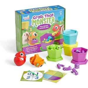 hand2mind Grab That Monster Fine Motor Activity Set, Occupational Therapy Toys, Pincer Grasp Fine Motor Skills Toys for Toddlers 3-4, Play Therapy Games for Kids, Preschool Learning Activities, Activity Set