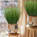 48 Bundles Artificial Plants Onion Grass Outdoor 17 Inch Tall Fake Shrubs Wheat Grass UV Resistant Greenery Stems Faux Bushes Plant for Indoor Outdoor Garden Office Home Decor（Green Red Tail）