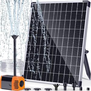POPOSOAP 30W Solar Fountain Pump with 430GPH Flow, 7 Water Spray Heads & 16.4ft Cable, Solar Pond Pump with Adjustable Flow Valve & Dry Run Protection for Garden, Birdbath, Water Feature P130C