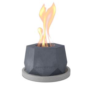 KANTE Kante 5.5 in. W Small Hexagonal Pyramid Portable Concrete Rubbing Alcohol Tabletop Fire Pit with Metal Extinguisher and 6 in. Light Gray Base, Ethanol Fireplace, Indoor Outdoor Décor, Table Top Fire Pit Bowl Pot