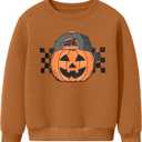 Girl Boy Pumpkin Ghost Pullover Long Sleeve Cute Spooky Tops Halloween Sweatshirt (Orange)