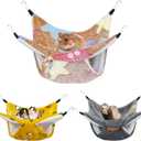 YedsIntu 3 Pcs Guinea Pig Hammock, Rat Ferret Hanging Hammock Guinea Pig Accessories for Small Animals Chinchilla Parrot Sugar Glider Ferret Hamster Squirrel (11"x11") (Yellow, Caramel, Grey)