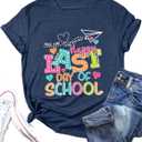 Happy Last Day of School Shirt Womens Schools Out for Summer T-Shirt Teacher Off Duty Gift Shirt (S)