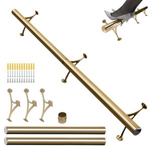 Shantra 6ft Bar Foot Rail Kit, 304 Stainless Steel Tube with Polished Finish & Brushed Brackets, Brass Bar Foot Rest Rail, Complete Undercounter Mount Hardware and Tubing