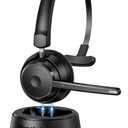 Mopchnic Bluetooth Headset, Wireless Headset with AI Noise-Canceling Microphone, On Ear Wireless Headset with USB Dongle for Work from Home Computer Office