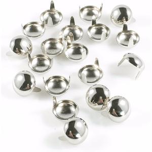 Nailheads Spots Studs 2 Prong 13MM (1/2") Round; Steel with Nickel Finish; 100 Pcs