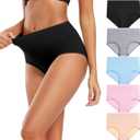 Molasus Women's Cotton Underwear High Waisted Full Coverage Ladies Panties (XX-Large, Multicolor-5pack-a2)