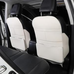 Car Seat Back Protector,Kick Mats Back Seat Protector,Preventing the Impact of Children Stepping on the Seat Backrest(Cream White -2 pcs)
