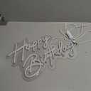 Happy Birthday Neon Sign for Wall Decor, 1712 Inch Warm White LED Neon Light Signs, Art Decoration Happy Birthday Neon Light Sign for All Birthday Party Decoration with 2 Pcs Pasters