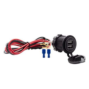 Dual USB Charger Socket Waterproof Power Outlet 12V/24V 2.1A & 2.1A for Car Boat Marine RV Mobile Blue LED