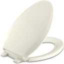 KOHLER K-4636-96 Cachet Quiet Close Elongated Toilet Seat, Slow Close Lid and Seat, Grip-Tight Bumpers and Installation Hardware, Biscuit