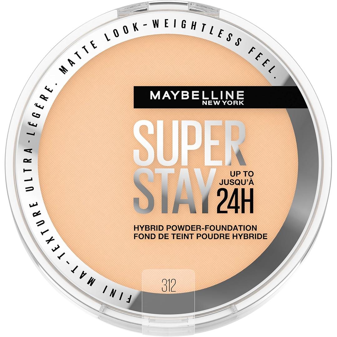 Maybelline Super Stay Up to 24HR Hybrid Powder-Foundation, Medium-to-Full Coverage Makeup, Matte Finish, 312, 1 Count