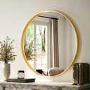 Round Bathroom Mirror 30 inch, Gold Gorgeous Deep Frame Round Wall Mirror, Modern Round Bathroom Vanity Mirror for Bedroom, Living Room, Hanging or Leaning, Gold