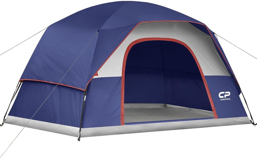 CAMPROS CP Camping Tent 2/4/6 Person, Waterproof Windproof Double Layer Dome Tent, Easy Setup with Large Mesh Windows & Wide Door for Outdoor Camping Backyard
