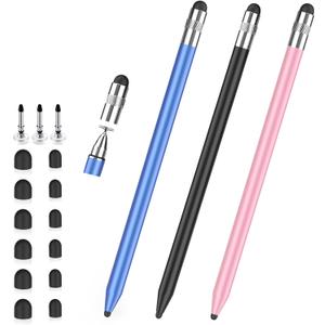 Stylus Pen for Touchscreen, 3-in-1 Rubber Disc Stylus, High Sensitivity and Precision, Universal Stylus Pen Compatible for Ipad,iPhone Android Kindle All Capacitive Tablets (Black/Blue/Rose Gold)