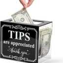 Lesnala Acrylic Tip Jar for Money Donation Raffle Cash Collection Storage Box for Bartender Bars Restaurants Musicians Drive and More 6 X 4 X 5 Inch (Black,transparent)