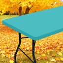 Smiry Rectangle Picnic Table Cloth, Waterproof Elastic Fitted Tablecloths for 4 Foot Tables, Washable Polyester Table Cover for Camping, Indoor and Outdoor (Turquoise, 30"x48")