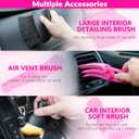 ThinkLearn Car Cleaning Kit, Car Vacuum Detailing Kit Interior with High Power Handheld Vacuum, Including 7Pcs Detailing Brush Set, Windshield Cleaner, Pink Car Accessories for Women
