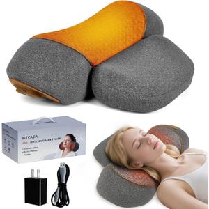 Neck Massager Pillow - 3-in-1 Neck Pillow with Battery, Travel Neck Massager Pillow for Shoulder Pain Relief, Deep Tissue Pain Relief with Heat and Stretching
