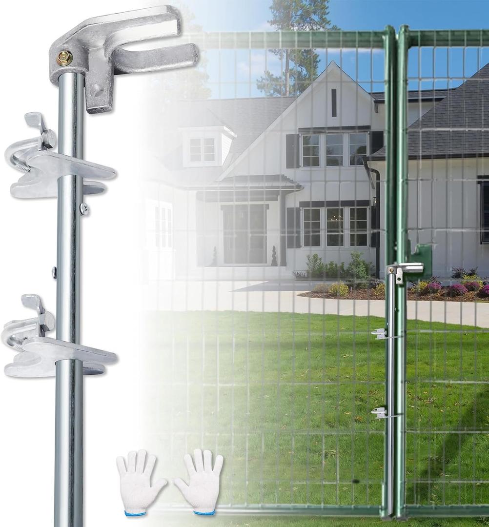 Podoy 36" Chain Link Drop Rod for Double Gate,Heavy Duty Pull Style Latch for 1-3/8" Chain Link Fence Frame,Rust-Resistant Galvanized Steel Chain Link Fence Gate Latch