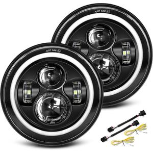UNI-SHINE Black 2pcs 7 inch Led Headlight Round DOT Approved H6024 Led Headlight DRL Turn Signal Compatible with Jeep Wrangler JK TJ CJ & Miata & Chevy S3 & Hummer H1 H2