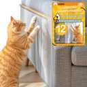Anti Cat Scratch Furniture Protector, 12 Pcs Self-Adhesive Couch Protector for Cat Claws, Heavy Duty Couch Cover Furniture Protectors from Cats Scratching Tape for Sofa, Corner, Door, Chair