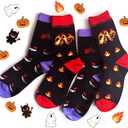 shiningsoul 4 Pair Men's Women's Novelty Cotton Crew Socks - Dragon & Ghost Theme Cartoon Socks - Pixel Art Ankle Design