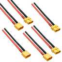 Hiteuoms Amass XT60 Connector Plug Cable - Female and Male Connectors Adapter with 12AWG 100mm Silicon Wire for RC Lipo Battery Cable Drone Car Boat (6PCS)