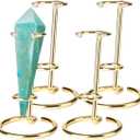 4 Pcs Crystal Wand Stand, 2.36" L X 2.36" W X 2.6" H In Mineral Display Stand, Small Iron Crystal Stands for Display (Gold, small)
