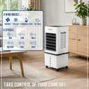 Portable Evaporative Air Cooler w/Humidifier 3Ga Water Tank, 10 Ice Packs, 6 Speeds & 4 Modes, Timer & Remote, Windowless Portable Fan for Bedroom, Home, Office,Black