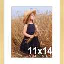 3 x 11x14 Picture Frame, Display 8X10 Picture Frames with Mat or 11x14 without Mat, Wall Mounting Display Photo Frames, Gold
