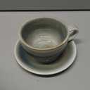 Coffeezone Vintage Design 12 oz Ceramic Latte Art Cappuccino Barista Cup with Saucer (Space Grey)
