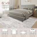 Abstract 6x9 Area Rug: Machine Washable Non Slip Ultra Thin Low-Pile Carpet, Soft Stain Resistant for Living Room Bedroom Nursery, Kid Pet Friendly, Robot Vacuum Compatible - Brown Grey