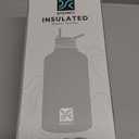 Insulated Water Bottle | Thickened Stainless Steel Vacuum Metal | Portable Sports Half Gallon Large Water Jug for Gym and Hiking with Straw, Carrier Bag, Handle Strap | BPA-Free 64 oz (Advanced Black)